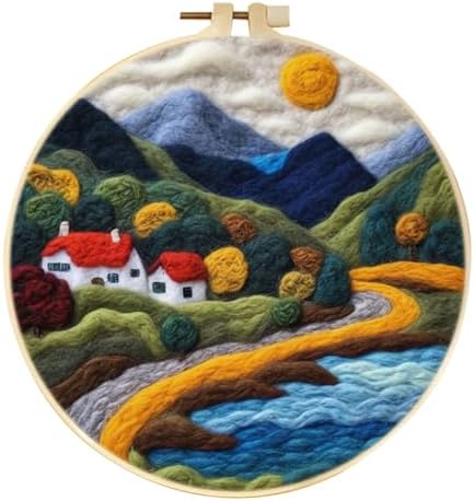 CaptainCrafts DIY Needle Felting Starter Kit with Picture Hoop, Foam Pad Felt Cloth Instructions for Home Decoration Beginner Art Craft (Forest Homeland) by CaptainCrafts
