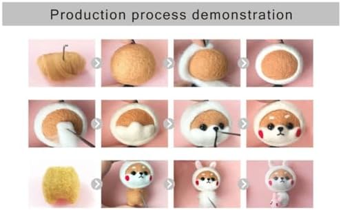 MOPFOL Needle Felting Kit 4 Styles - DIY Wool Craft with Foam Pad, Felting Needles & Accessories for Animal Doll Making(Bunny Shiba Inu) - Image 6