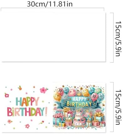 DIY Diamond Greeting Cards Set, 5D DIY Diamond Art Painting Festival Style Greeting Card, DIY Christmas Card Making Kits for Family Friends Handmade Gift-#28-Birthday - Image 3