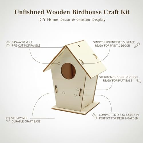 Unfinished MDF Birdhouse Craft Kit - DIY Wooden Assembly Project for Painting, Decorating & Home Garden Display - Image 5