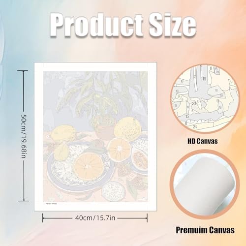 5DDIYART Paint by Numbers for Adults Beginner,Citrus Lemon Fruit Paint by Number Kits on Canvas Without Framed,Paint by Easy Acrylic Painting Home Wall Decor 16x20inch - Image 3