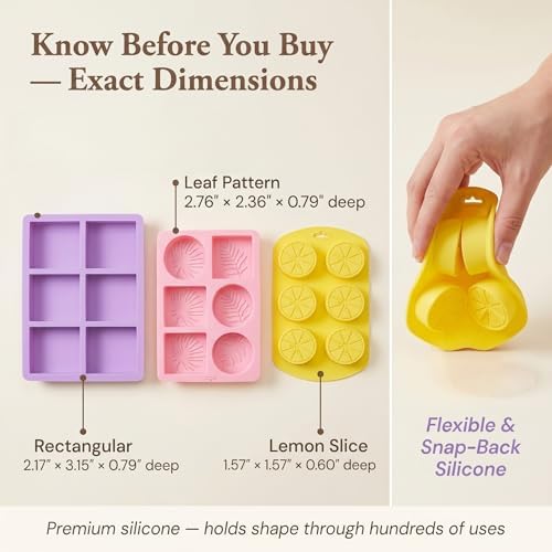 GLYNORKS Silicone Soap Molds for Soap Making, 20pcs Soap Molds Kit with Rectangle, Lemon & Leaf Designs, 10 Gift Bags, 6 Cards & 30 Dried Flowers, DIY Soap Making Supplies Kit for Adults - Image 4