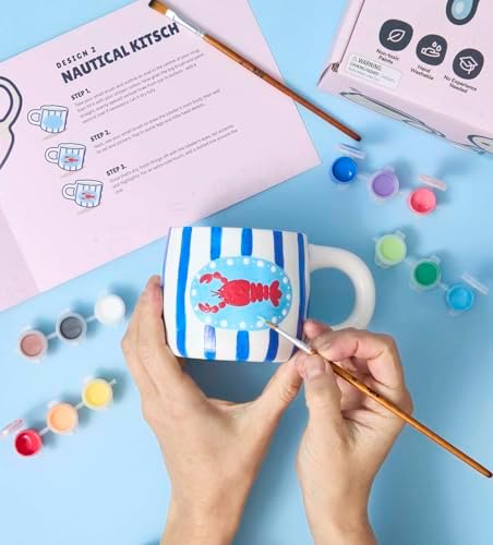Pott’d Home Pottery Kit & Paint Your Own Mug Bundle - DIY Pottery & Mug Painting Set for Adults. Includes Air-Dry Clay, Tools, Paints, 2 Custom Mugs, Brushes & Step-by-Step Guides - Image 4