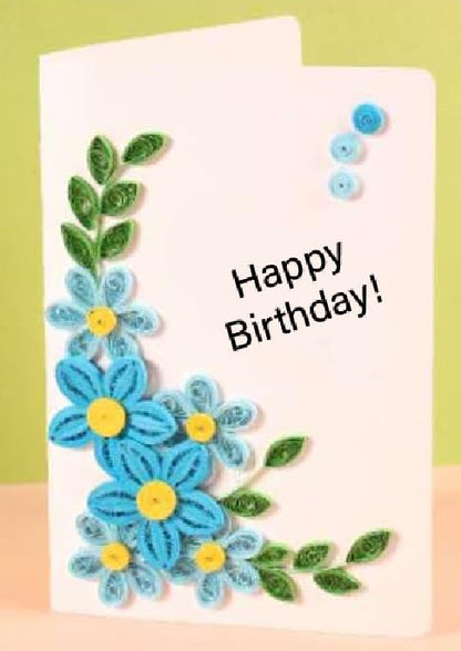 Wizardi Greeting Card Making Kit. Myosotis Flowers DIY Quilling Kit F07M3-5-FL6 by Wizardi