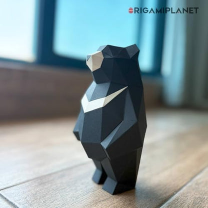 Black Bear 3D Origami Paper Craft Kit, Creative Handmade Paper Sculpture Art for Home Decor, Unique Pre-Cut DIY Cute Animal Models Origmai Papercraft Set, Present for Teens & Adults - Image 3
