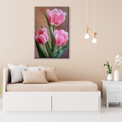 JOOZ Paint by Numbers Kit for Adults Flowers Paint by Numbers Kit with Frame DIY Tulip Paint by Number with Easel Floral Adult Paint by Number Kits Canvas for Gift Home Wall Decor 7.87x11.81 Inch - Image 6