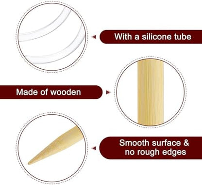 HARFINGTON 3Pcs US Size 15 (10 mm) Circular Knitting Needles, 47 Inch / 120 cm Round Wooden Needle for Handmade Projects DIY Knitting Blankets Socks Hats Sweaters - Image 3