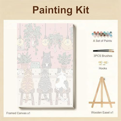 Gemozaic Framed Paint by Numbers Kit for Adults, Funny Cats Shop, 8x12 in - Image 5