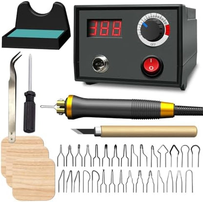 FIRElood LH30-1 wood burning tool,wood burning kit pen 25~750℃,professional wood burning kit,with digital thermometer temperature adjustable temperature,1 wood burning pens, 30 pen tips(LH30-1A pen) by FIRElood
