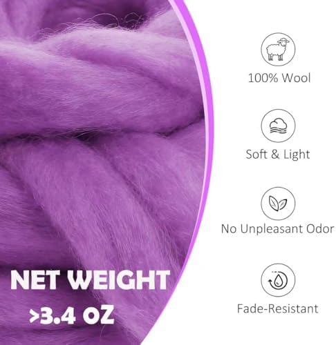 VNAKER 3.4oz Needle Felting Wool Purple for DIY Needle Craft Enthusiasts - Image 2