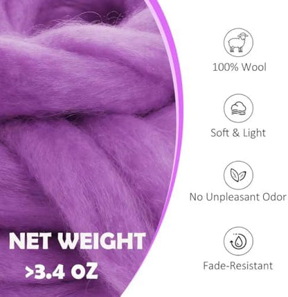 VNAKER 3.4oz Needle Felting Wool Purple for DIY Needle Craft Enthusiasts - Image 2