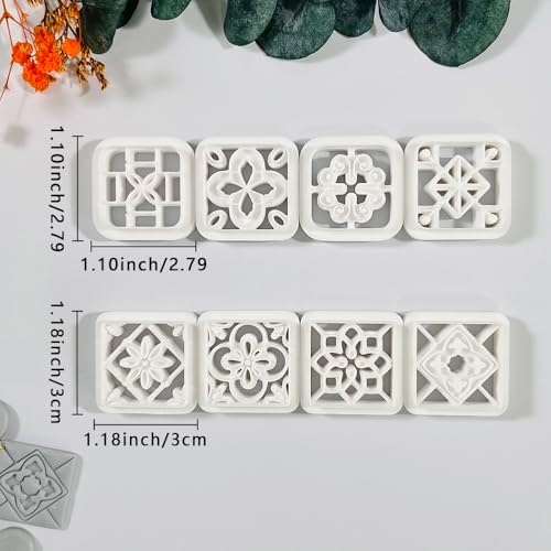 Xaekicr 8PCS Tile Pattern Polymer Clay Cutters Set – Mediterranean Geometric Clay Cutters and Textured Molds, Clay Tools for Polymer Clay Jewelry and Crafts - Image 2