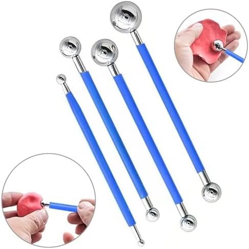 9Pcs Clay Sculpting Tool Set, Blue Dual-Ended Silicone Clay Brushes & Ball Stylus Tools, Professional Polymer Clay Kit for Sculpting, Texturing & Detailing, Ideal for Pottery, Ceramic & DIY Crafts - Image 3