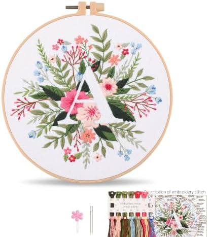 Harimau Letter A Pattern Embroidery Kit for Adult Beginners, Complete Starter Pack with 1 Hoop, Needles, Instruction Guide & Embroidery Stitch Video Tutorials by Unknown