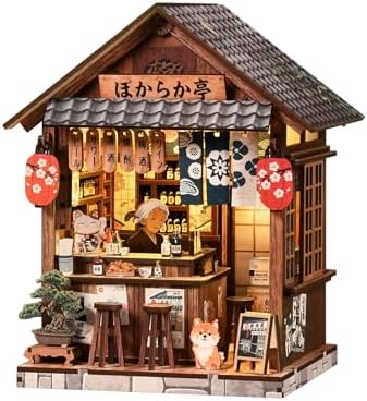 DIY Book Nook Kit with LED Light, Miniature Dollhouse, 3D Wooden Puzzle, Bookshelf Insert Decor Craft Gift (The Mellow Pub) by CloverClover