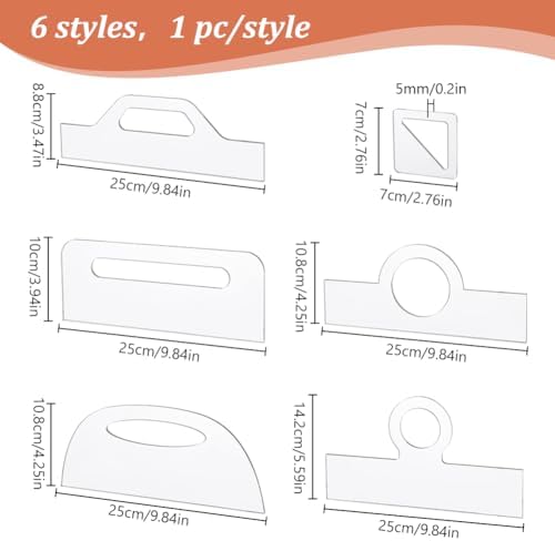 INFUNLY 6pcs Charcuterie Board Template Acrylic Router Template Large Handle Cutting Board for Woodworking Thick Clear Acrylic Template Angled Curvy Tracing Stencils Guide Tool for Kitchen - Image 2