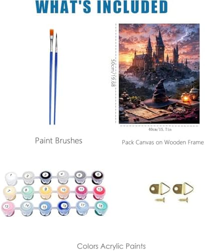 Castle Paint by Numbers Kit for Adults Framed Canvas 16X20in, Frameworkless - Image 3