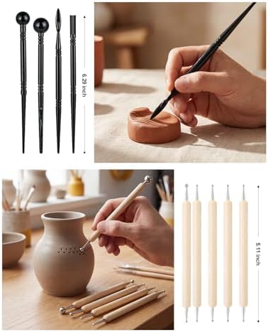 44Pcs Clay Sculpting Tools Kit, Ceramic Clay Ball Stylus Dot Painting Tools, Air Dry Clay Tools Set for Carving, Dotting, Embossing, Shaping, Molding, Pottery Crafts, Nail Art, Rhinestone, Rock - Image 6