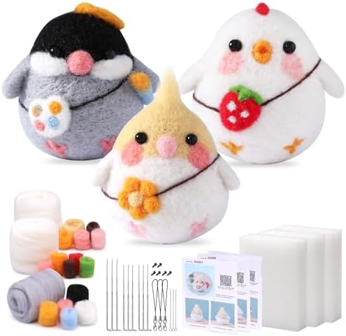 SOCNITC 3 Pcs Animal Needle Felting Starter Kit with Needle Felting Tools by SOCNITC
