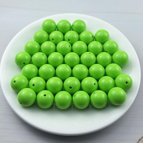 40pcs Acrylic Round Beads for Crafts 18mm Resin Candy Color Spacer Beads with Hole for Jewelry Making Sewing Crafts Decoration Necklaces Bracelets Earrings Supplies(Green) - Image 2