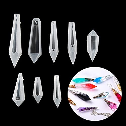 Suhome Crystal Resin Molds,15 PCS Silicone Molds for Resin, Pendulum Resin Pendant Molds for Making Necklace, UV - Image 7