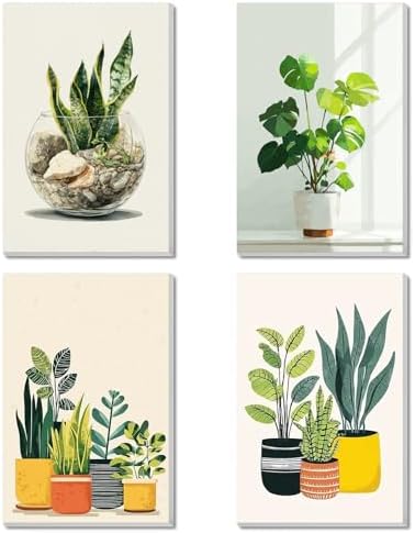 4 Pack Framed Paint By Numbers Kit for Adults Beginner Green Plant Adult Paint By Number Kits on Canvas Plants Painting By Numbers for Adults with Frame Diy Painting Kits for Home Wall Art 8x12 Inch by Unknown