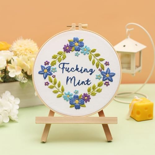 Louise Maelys Funny Flower Wreath Embroidery Kit for Beginners and Adults - Image 4