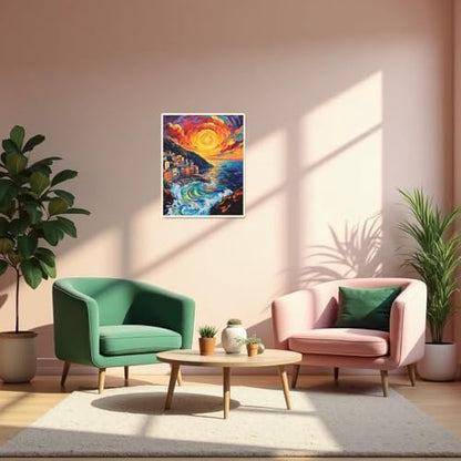 Sunset Paint by Numbers Kit for Adults Beginner Cinque Terre Italy Oil Painting Kit Adult Paint by Number Kits on Canvas DIY Painting for Beginners Art by Numbers for Gifts Home Wall Decor 16x20 Inch﻿ - Image 5