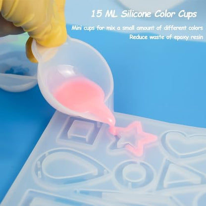 Creahaus Silicone Measuring Cups Tool Kit for Resin, Non-Stick 250 & 100ml Epoxy Mixing Cups, Reusable Resin Supplies with Silicone Mat, Stir Sticks, Pipettes, Cups for Molds, Jewelry Making - Image 5