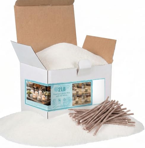 BISWYLBLJ 2 lbs White Natural Pearled Candle Sand Kit with 50 Wicks by BISWYLBLJ