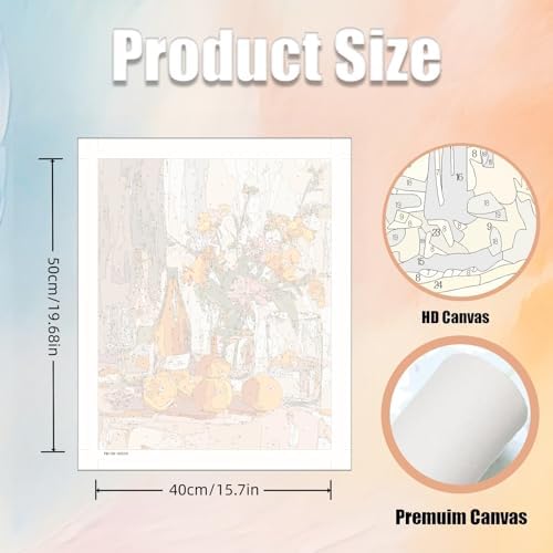 5DDIYART Paint by Numbers for Adults Beginner, Citrus Breakfast Table Paint by Number Kits on Canvas Without Framed,Paint by Easy Acrylic Painting Home Wall Decor 16x20inch - Image 3