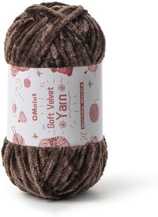 100g Fluffy Velvet Chenille Yarn for Crocheting and Knitting, 80m (87.5yd) Baby Yarn for Crocheting Soft, Crochet Chunky Yarns Amigurumi Yarns (Coffee) by OMoiut