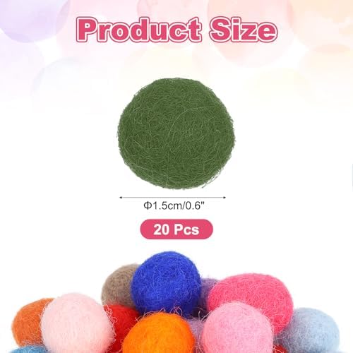 PATIKIL Wool Felt Balls Beads Wool Felting Pom 1.5cm 15mm Army Green for Home Decor DIY Crafts Handcrafts Project Pack of 20 - Image 2