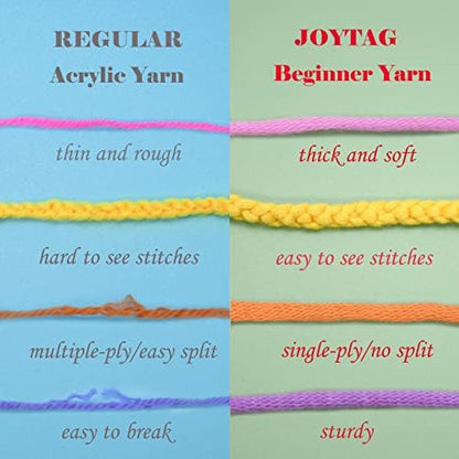 4 Pack Rainbow Beginner Crochet Yarn, Cotton-Nylon Blend, Easy-to-See Stitches, Blue Tone - Image 2