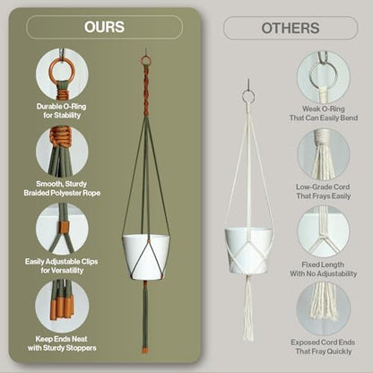 Macrame Kits for Beginners, 3 Set of Plant Hangers DIY Kit: Braided Polyester Ropes 50yds*5mm Forest Green, 20yds*2mm Burnt Orange, 60+Pcs Supplies with Step-by-Step Easy Instructions (GROR) - Image 5