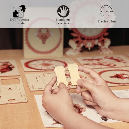 KAAYEE 3D Puzzles for Adults Fire Flower Clock Wooden Puzzle DIY Craft - Image 3