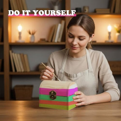 4 Pieces Heart-Shaped Unfinished Wooden Box with Lid, Natural Pine Wood DIY Craft Storage Box for Jewelry, Gift, and Valentine's Day Decoration, Unpainted Wooden Keepsake Box, 5.1x5.1x2.8 Inch - Image 4