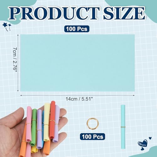MECCANIXITY 100Pcs Message Paper Scrolls 7x14cm Lucky Wishing Sky Blue - Image 2