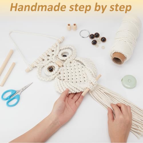 FREEBLOSS Macrame Owl Kit for Beginners Macrame Owl Wall Hanging Tapestry Kit Creative DIY Macrame Owl Boho Macrame Wall Hanging DIY Macrame Kit with Video Tutorial - Image 5