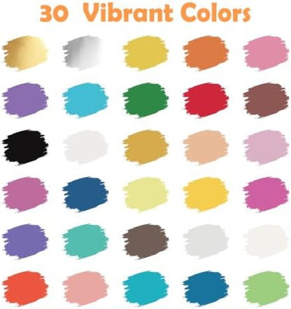 30 Colors Precision Dual Tip Acrylic Paint Markers Pens - Brush & Fine - Image 2