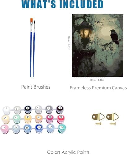 Halloween Crow Paint by Numbers Kit for Adults Canvas, Frameworkless - Image 3