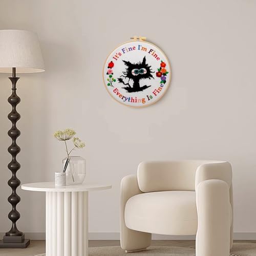 Haootadiy Beginner Embroidery Kit for Adults, Easy Cross Stitch Kit for Beginners and Adults, Full Embroidery Hoop Kit with Needles and Thread Included (Pattern 1) - Image 4