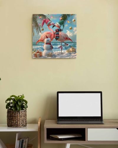 Sunteeny Paint by Number for Adults Beginner Christmas Ocean Snowman Beach Flamingo Palm Abstract Art DIY Digital Oil Painting by Numbers Picture Drawing On Canvas Framed 16"x16" - Image 2