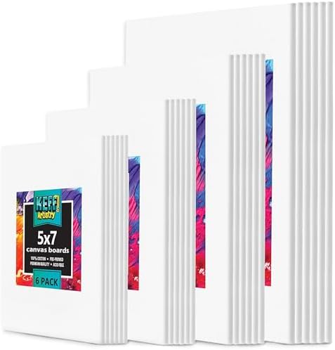 KEFF 24-Pack  Canvas for Painting, 6 of 5x7, 8x10, 9x12,11x14 Painting Canvas Boards, Art Supplies for Adults & Kids - 100% Cotton Primed Canvases for Painting Acrylic, Oil, Watercolor by KeffCreations