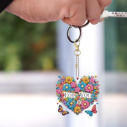 HuamuTech 5 Pcs/6 Pcs/8 Pcs Full Drill Keyring Special Shape Double Sided Diamond Art Keychain for Beginners Birthday Craftin - Image 4
