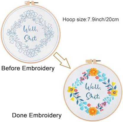 Louise Maelys Embroidery Kit for Beginners Floral Quote Wreath Craft - Image 3