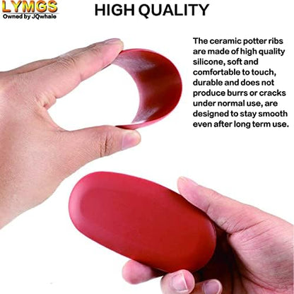 LYMGS Soft Silicone Pottery Clay Sculpt Tools Set, Smooth Artists Ceramic Shaping Tool for Potter Modeling Soft Rib, Red 3 Different Size - Image 3