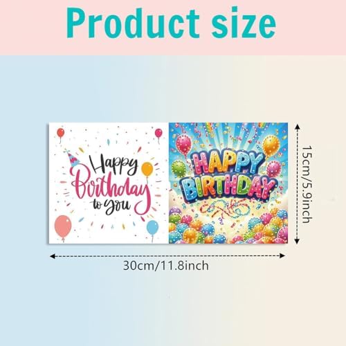 jinglinhh 6pcs Happy Birthday Diamond Art Painting Greeting Cards with Envelopes, DIY Card Making Kits for Adults, Diamond Art Postcards Christmas Cards Craft Gifts - Image 2
