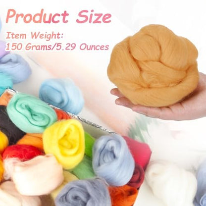 PATIKIL Wool Roving Yarn, 150G/5.3OZ Soft Felting Wool Pure Chunky Roving Yarn Bulk for Needle Felting Knitting Blanket Spinning Weaving DIY Craft, Bright Khaki - Image 2