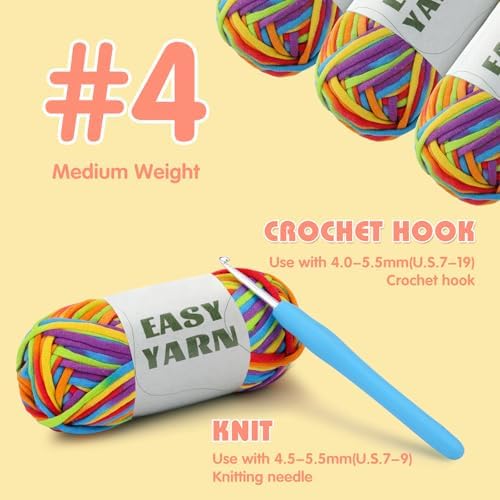 1.76Oz/87.5Yds Rainbow Beginner Crochet Yarn, Yarn for Crocheting - Image 3